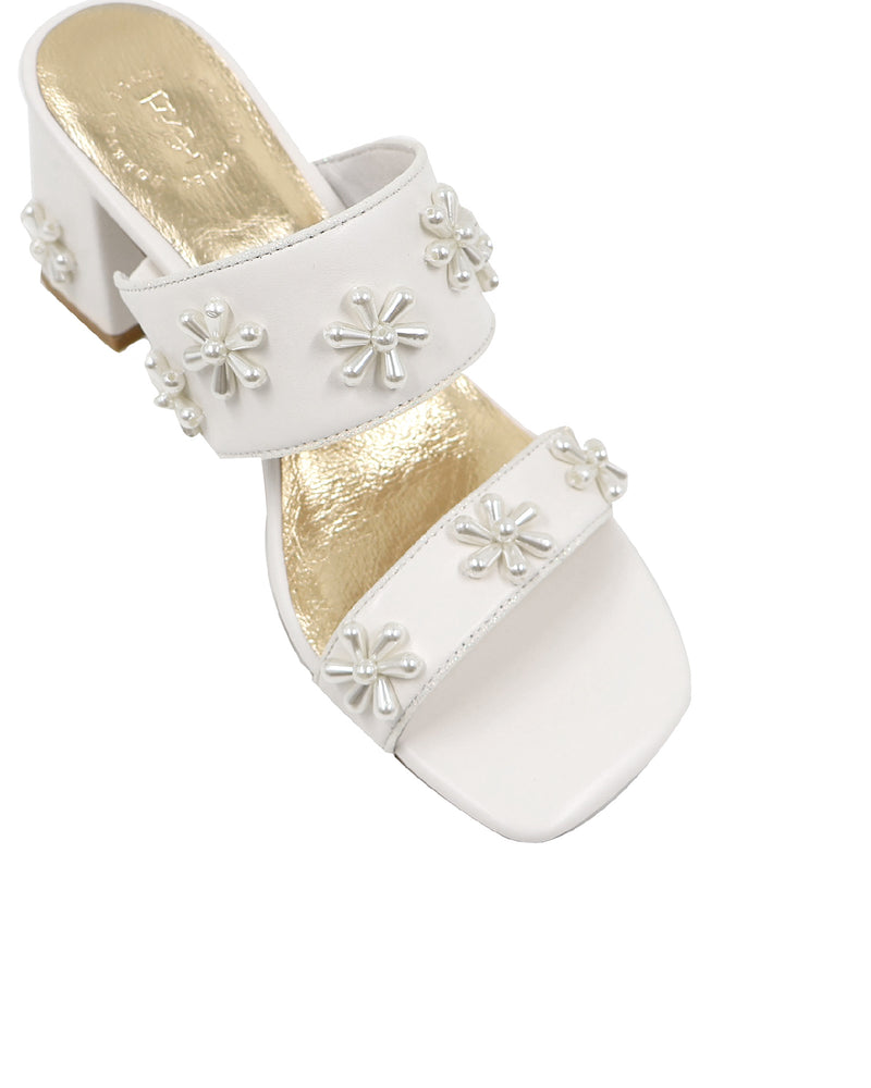 Ivory Bridal Mules with Pearl Flowers