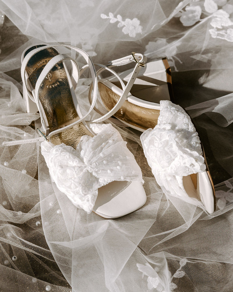 Bridal Shoes with Lace Bow