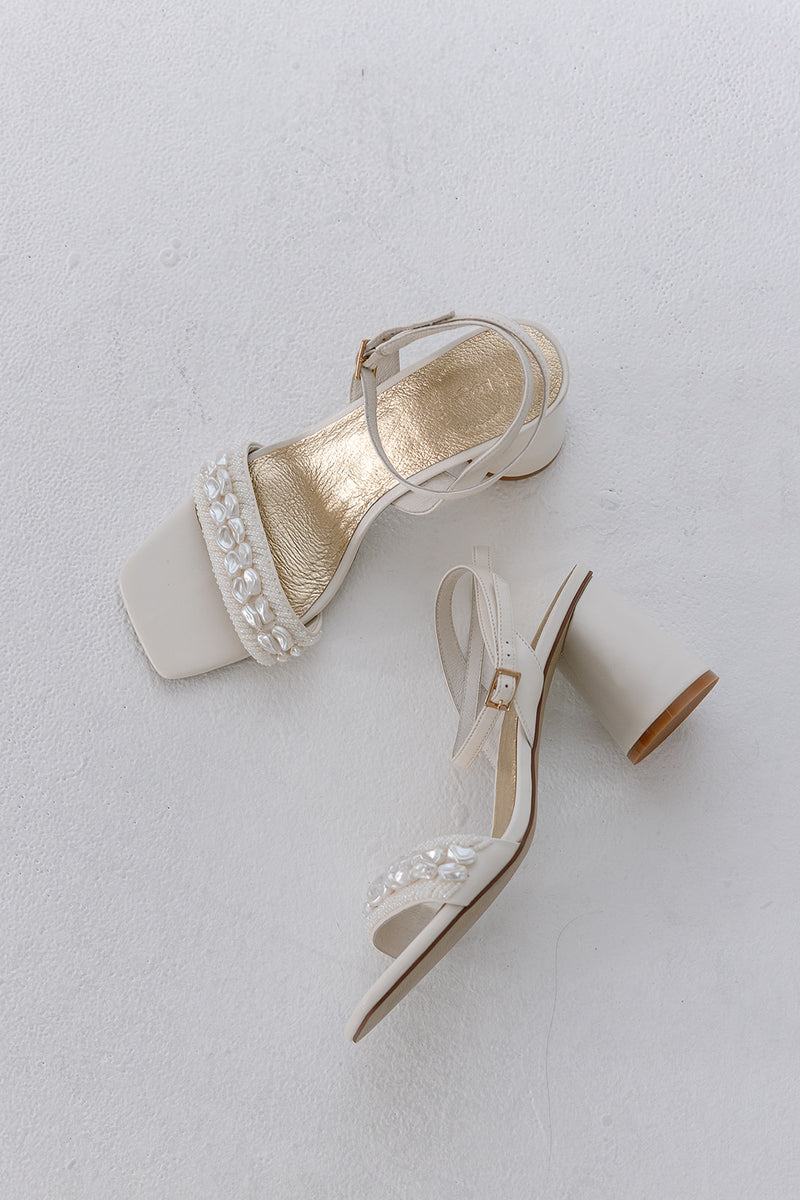 Shell and pearl bridal shoes