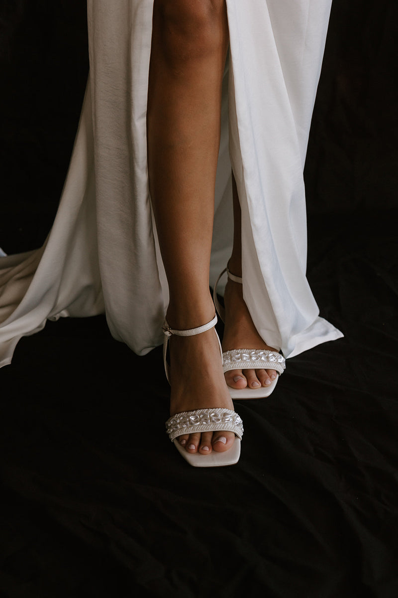 Shell and pearl bridal shoes