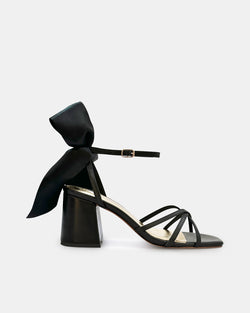 RADIANT - BLACK SANDALS WITH SATIN BOW - PRE ORDER