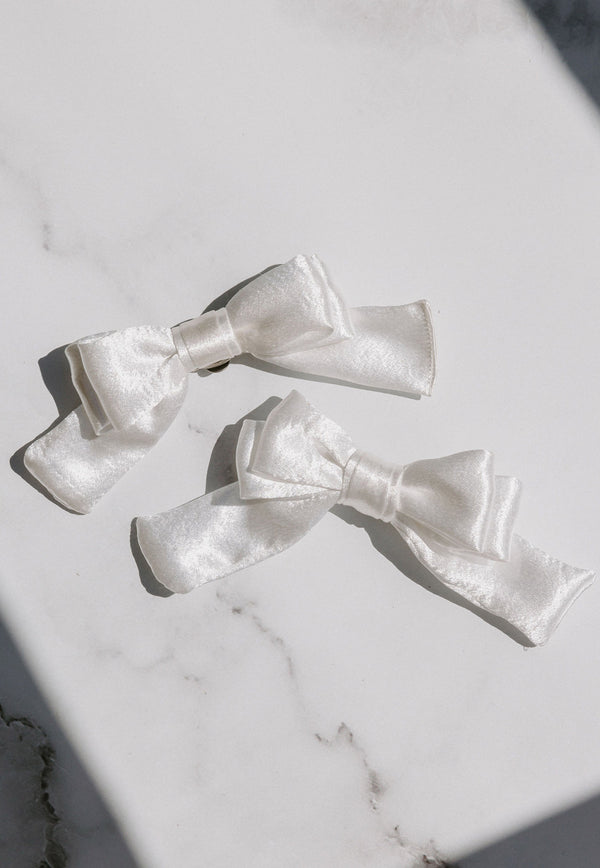 Satin shoe bow clips