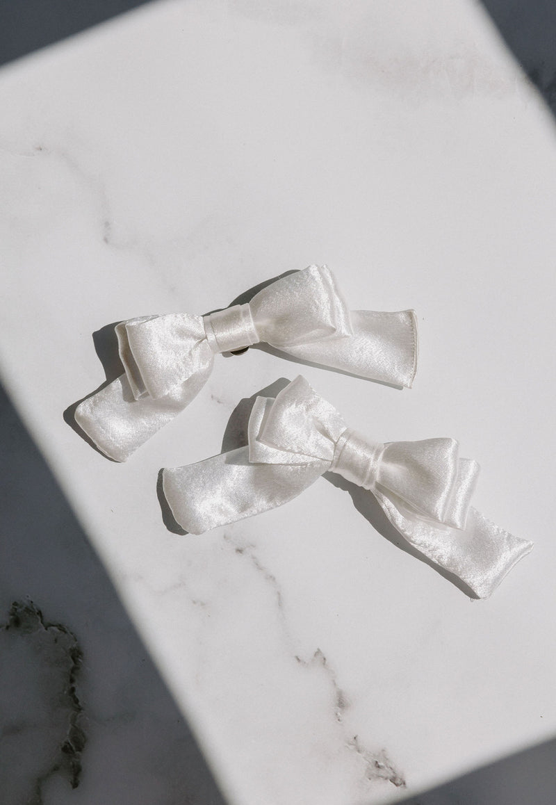 Satin shoe bow clips
