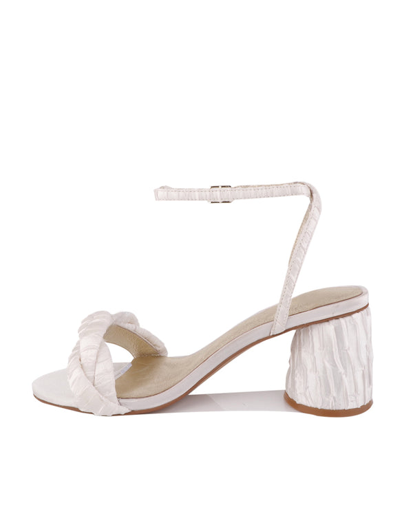 White pleated satin bridal shoes