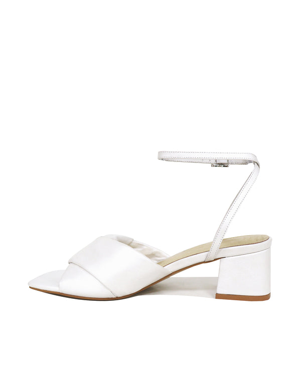 White low heel leather bridal shoe. Flourish