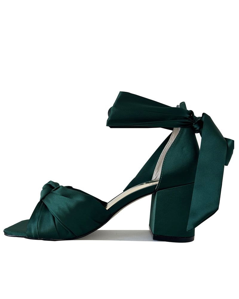 Emerald green satin shoes best sale