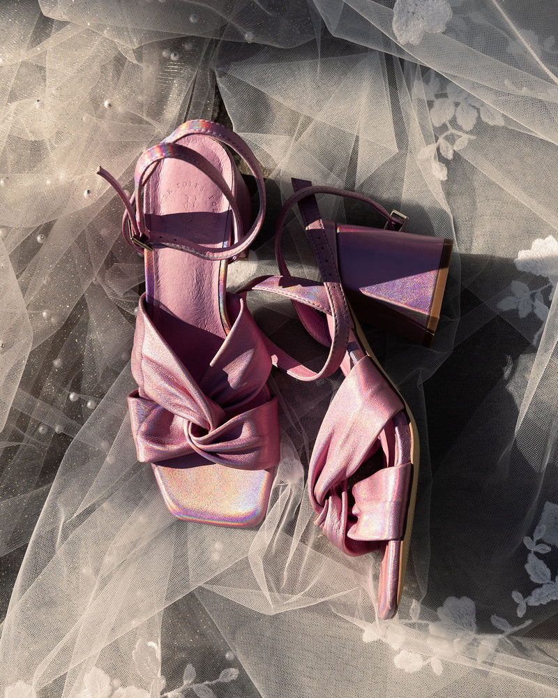 IGNITE- PINK METALLIC BLOCK HEELS - FINAL SALE