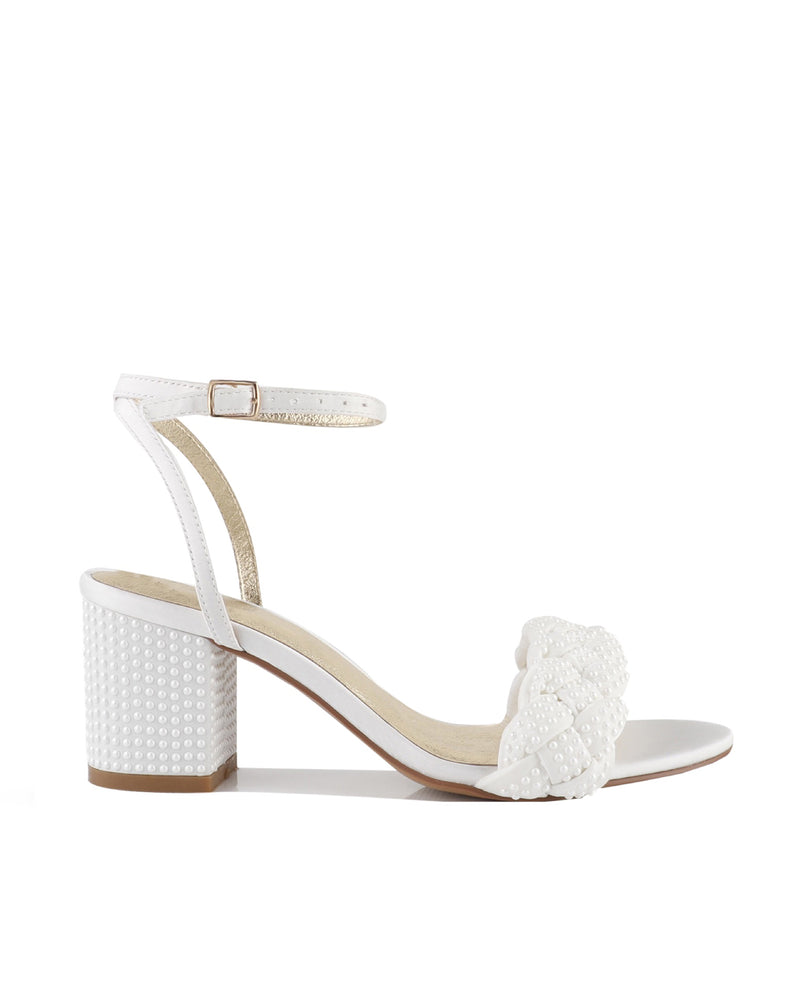 Annaili Women's White Satin Wedding Shoes Block Heels Size 36 EU 5.5 US  NWOB | eBay