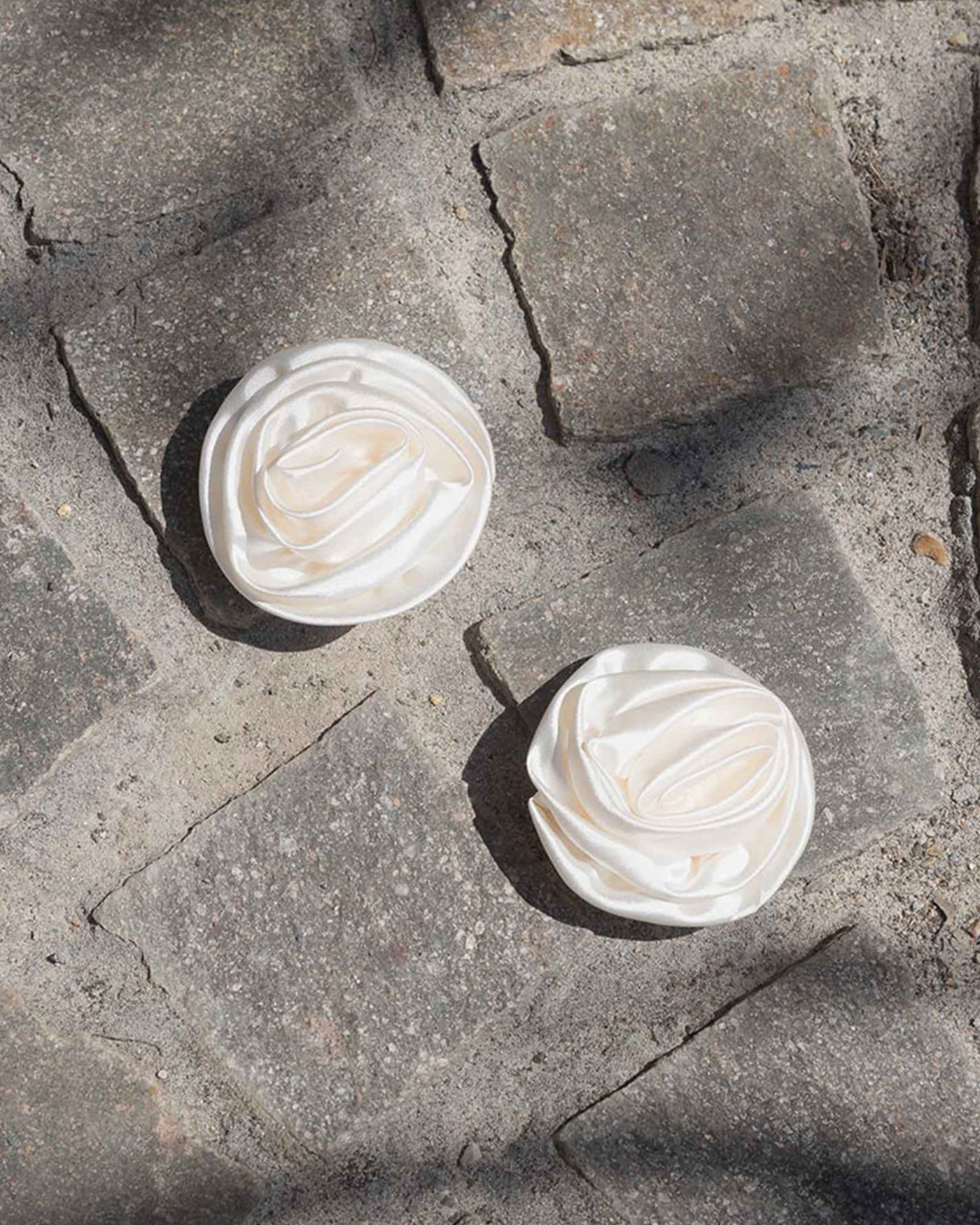 Ivory Satin Shoe Rosettes – Clip-On Bridal Shoe Flowers