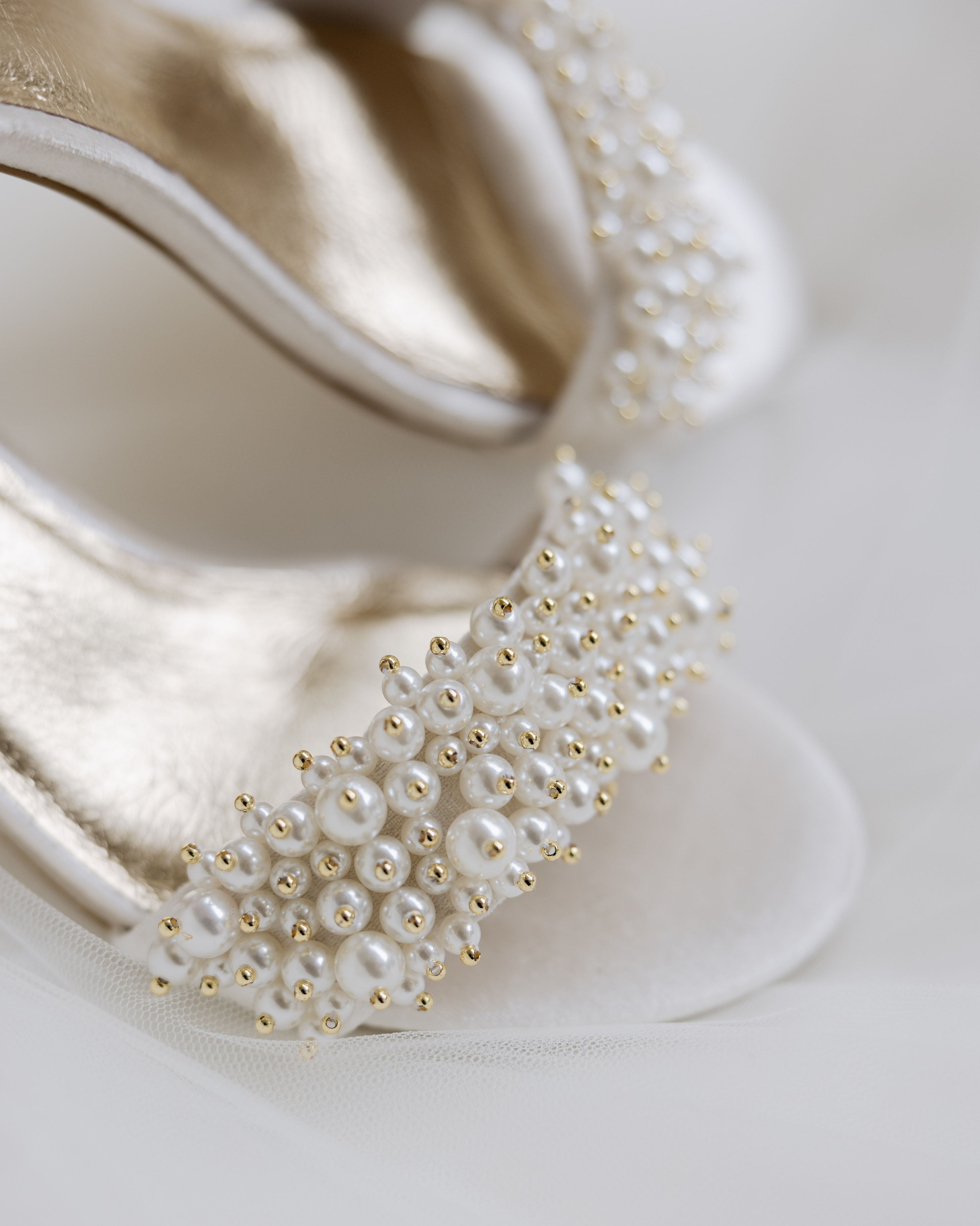 Velvet bridal shoes, hand beaded pearls perfect for your big day