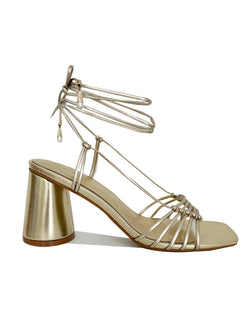 Gold strappy wedding shoe