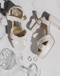 Ivory leather bridal platforms