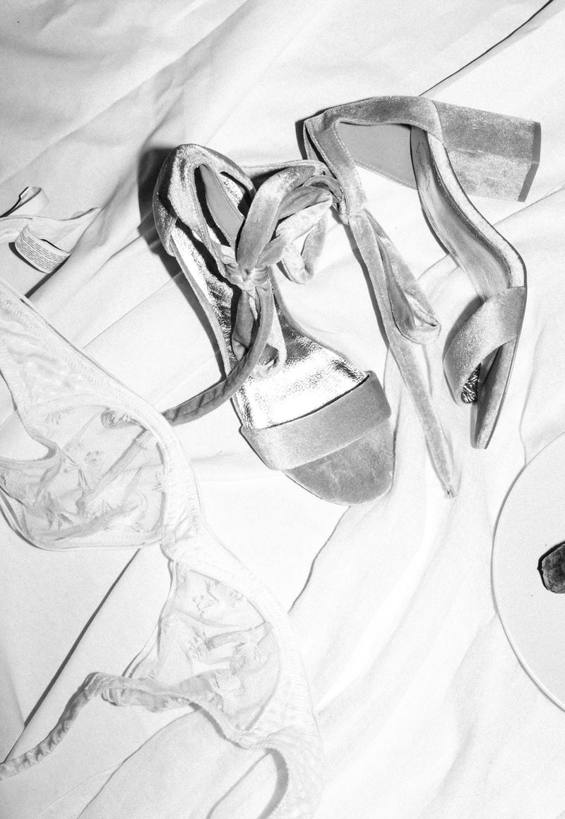 Nude velvet wedding heels