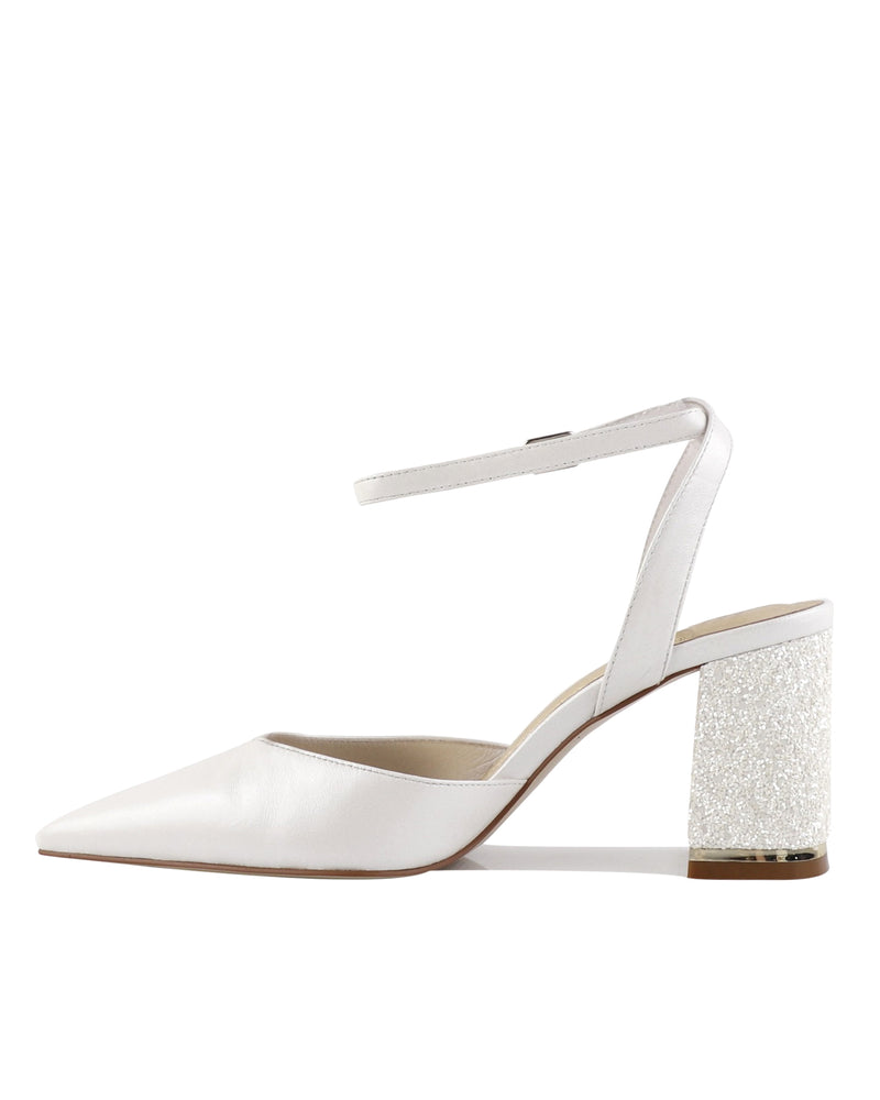 Ivory bridal heels with sling back and point toe