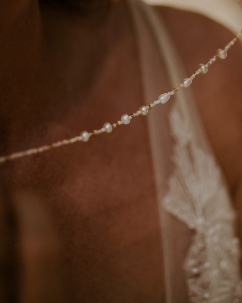 Pearl beaded wedding choker necklace