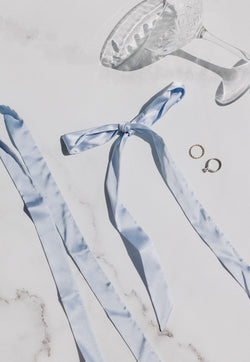 Blue satin ribbon ties for your bridal shoes