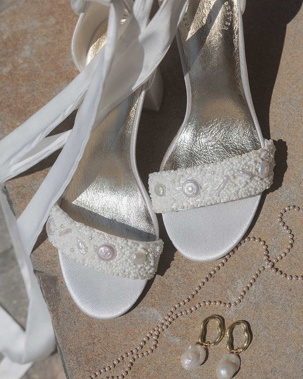 Pearl Bridal shoes white sandals 