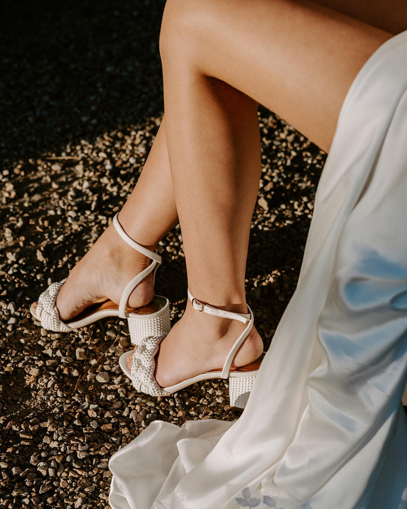 Pearl Bridal Shoes with plaited details