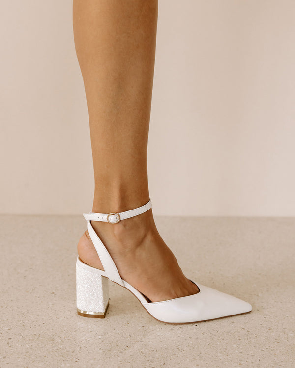 Ivory bridal heels with sling back and point toe
