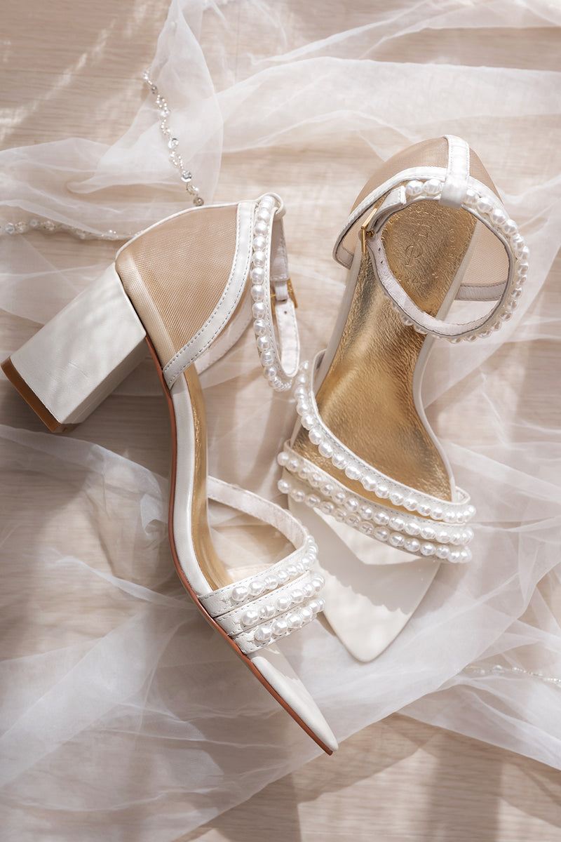 Willow Leather Bridal Shoes with Low Heel