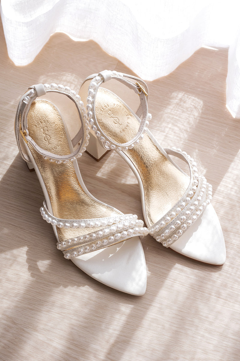 Willow Leather Bridal Shoes with Low Heel