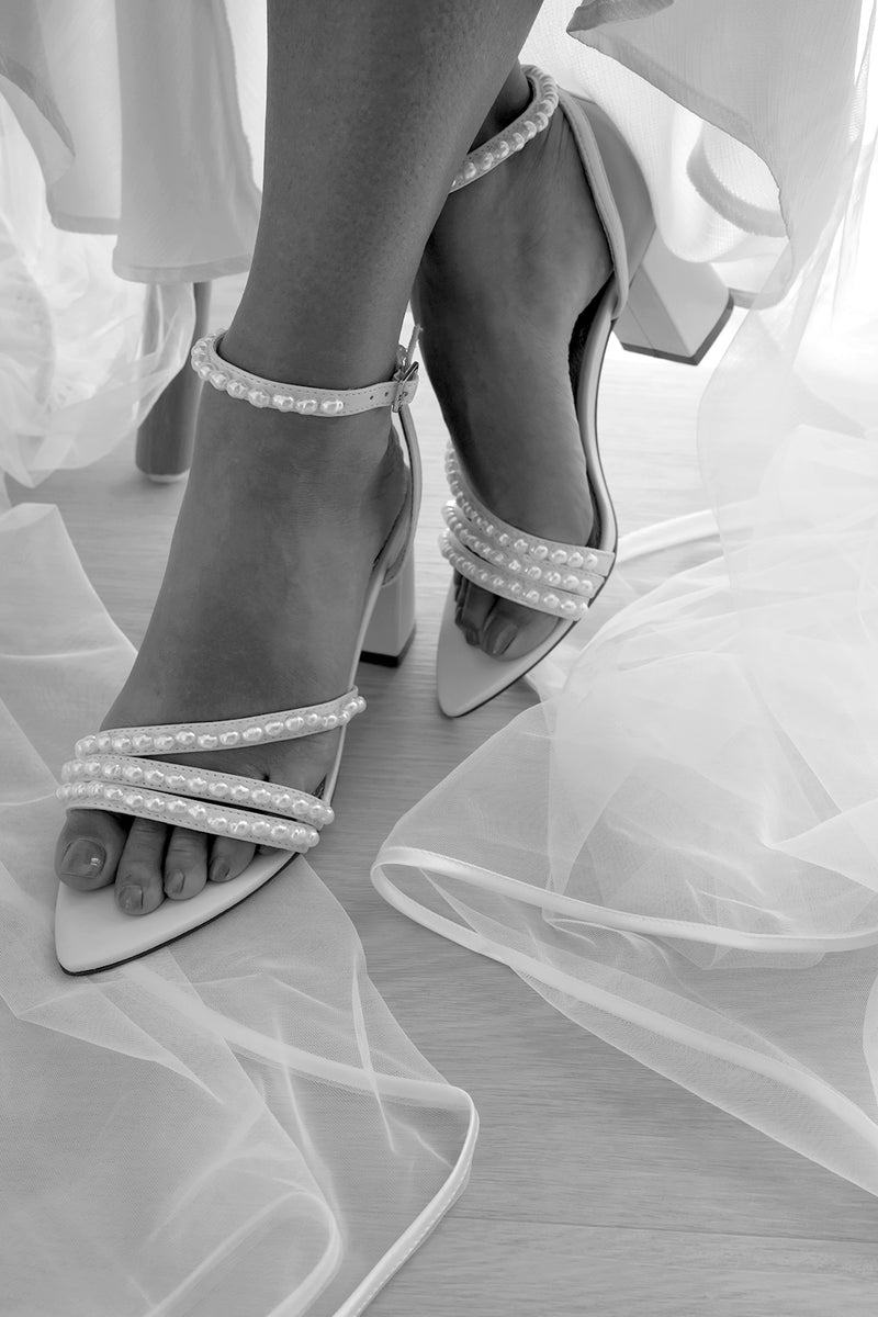 Willow Leather Bridal Shoes with Low Heel