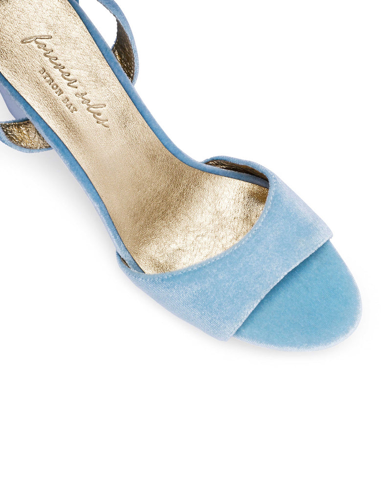 Blue velvet wedding shoes. Moondance