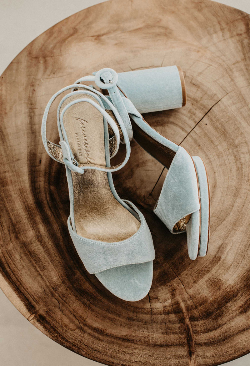Blue velvet wedding shoes. Moondance
