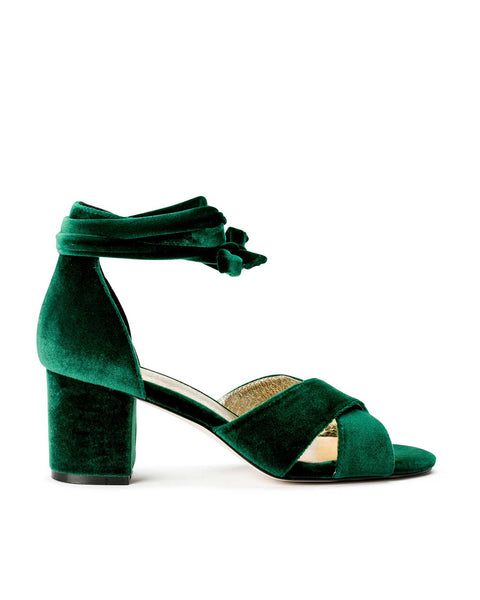 Green wedding shoes with deep green velvet heels for the earthy and ...