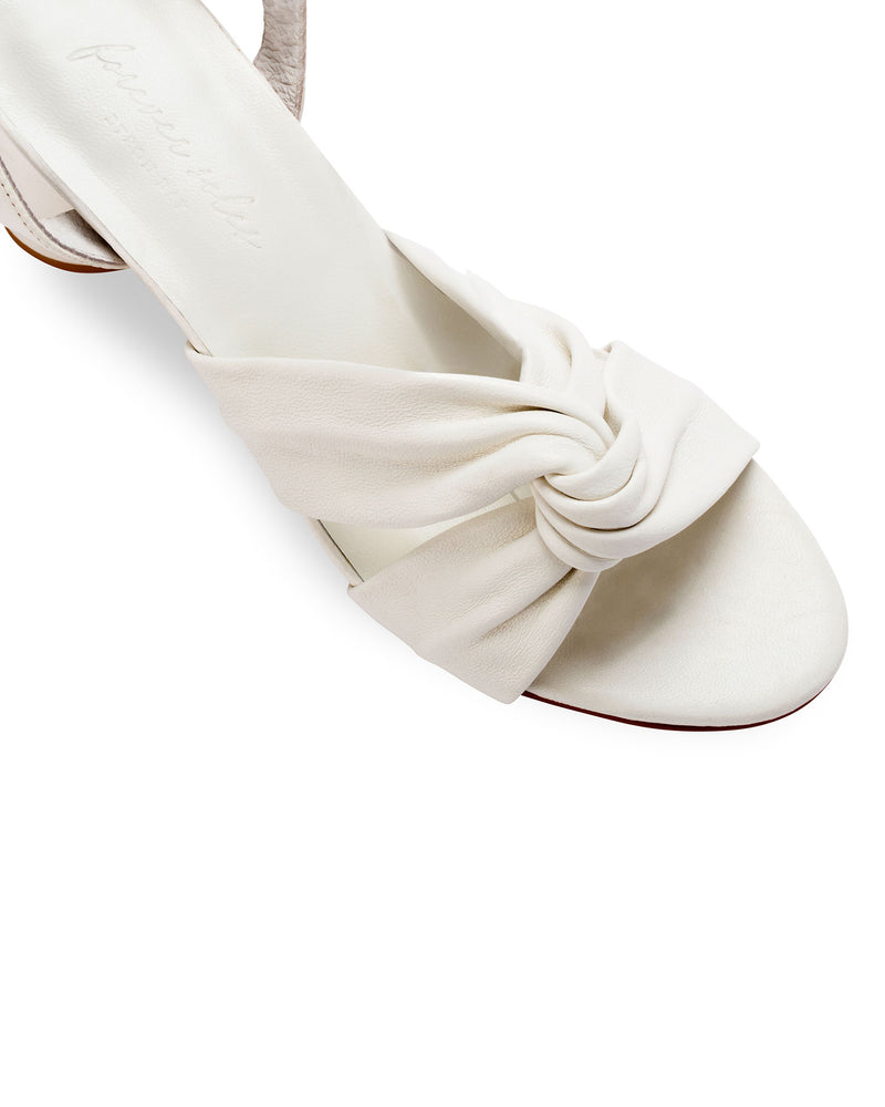 Ivory bridal shoes with twist leather front